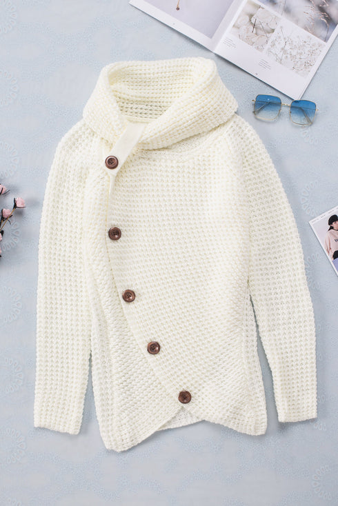 Buttoned Wrap Turtleneck Sweater